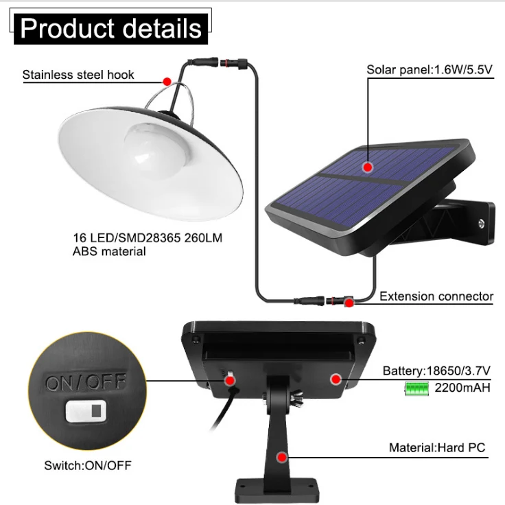 Double Head Solar Pendant Light Outdoor Indoor