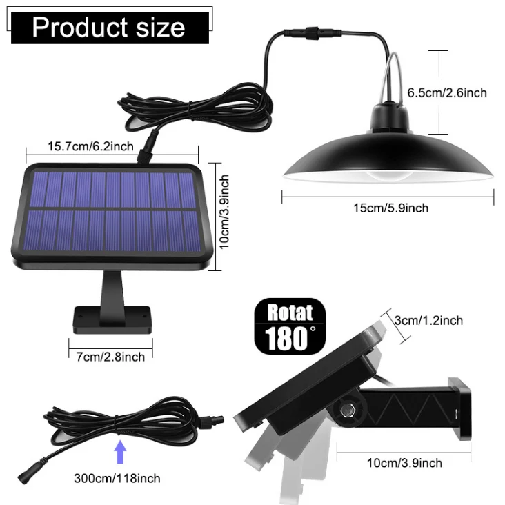 Double Head Solar Pendant Light Outdoor Indoor
