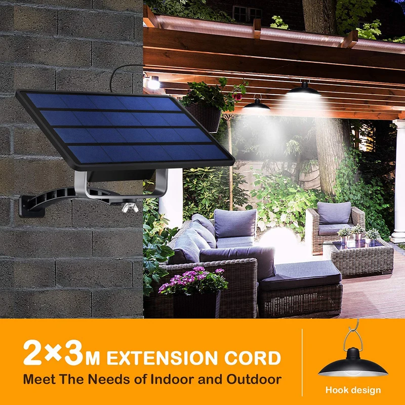 Double Head Solar Pendant Light Outdoor Indoor