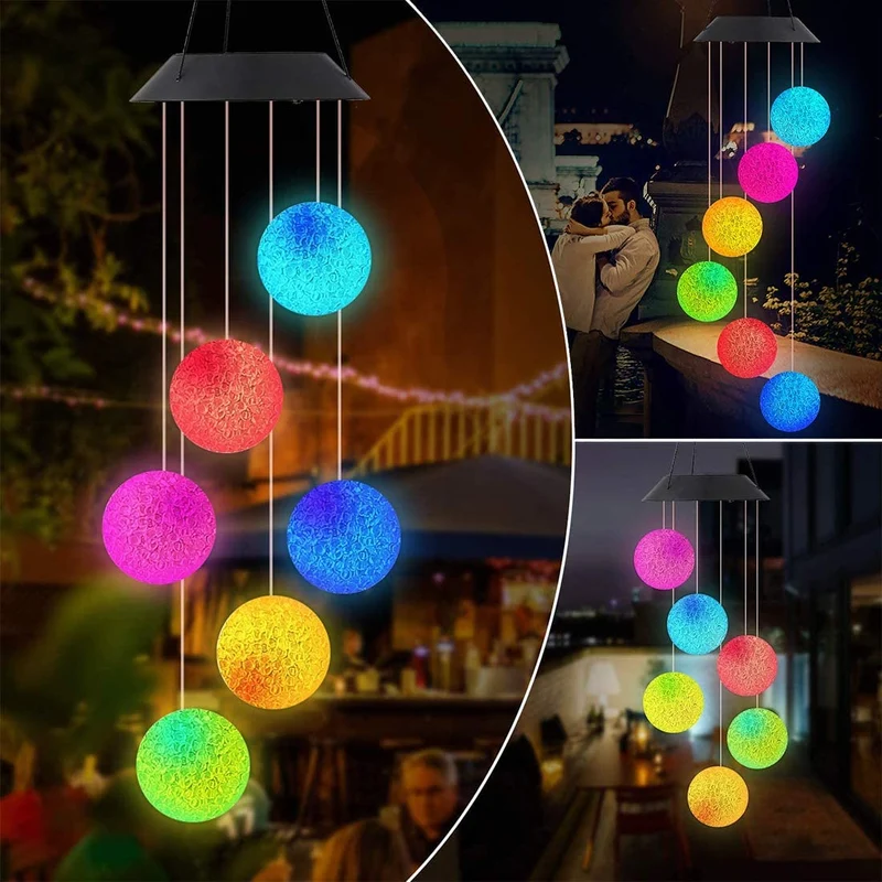 Solar Wind Chimes Crystal Ball Color Changing