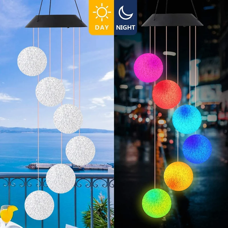 Solar Wind Chimes Crystal Ball Color Changing