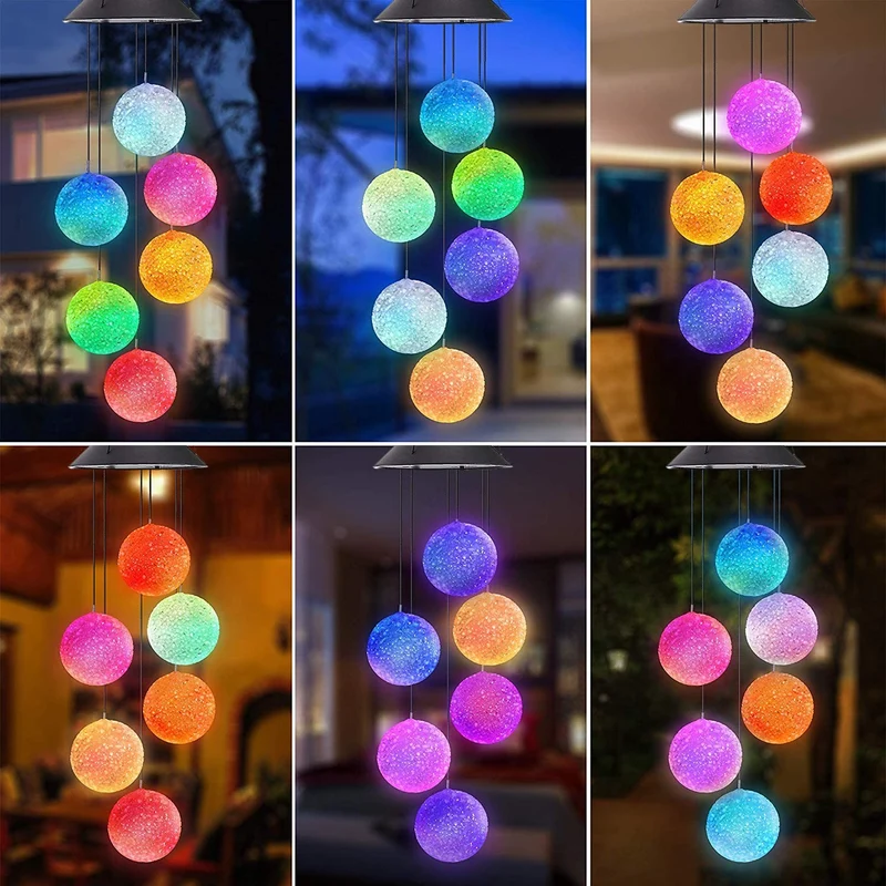 Solar Wind Chimes Crystal Ball Color Changing