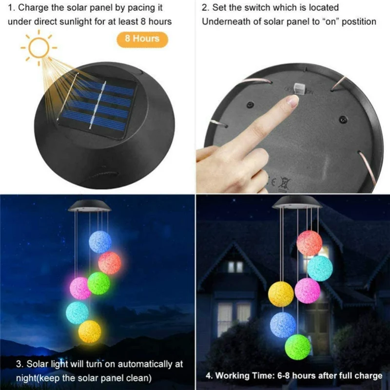 Solar Wind Chimes Crystal Ball Color Changing
