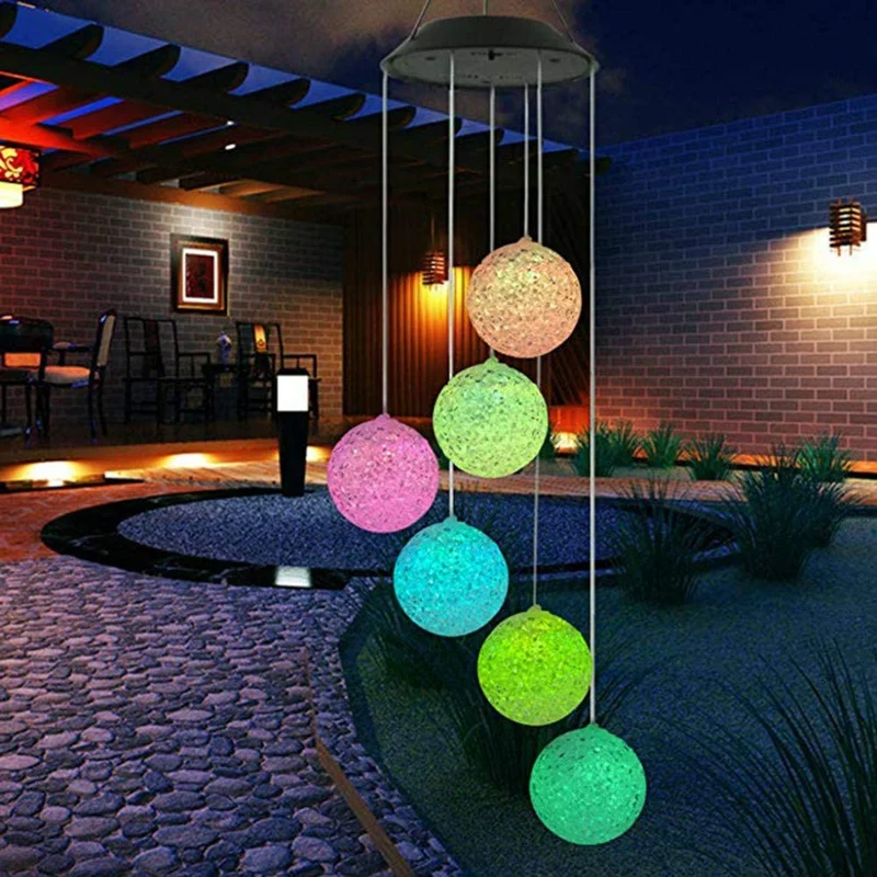 Solar Wind Chimes Crystal Ball Color Changing