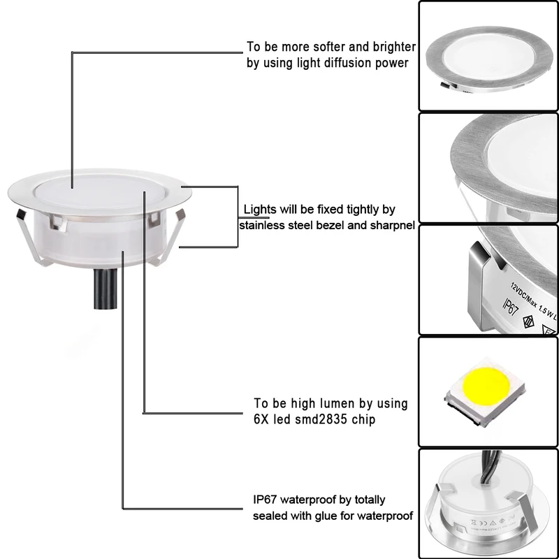 Recessed deck lights 6pack