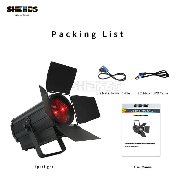 Big Sale SHEHDS 250W RGBW Spotlight with Barndoors & Pulse Strobe