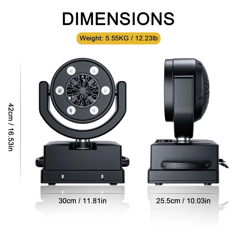 SHEHDS 100W Rechargeable Wireless Battery LED Rotating Bubble Machine with Remote Control for Wedding Live Stage