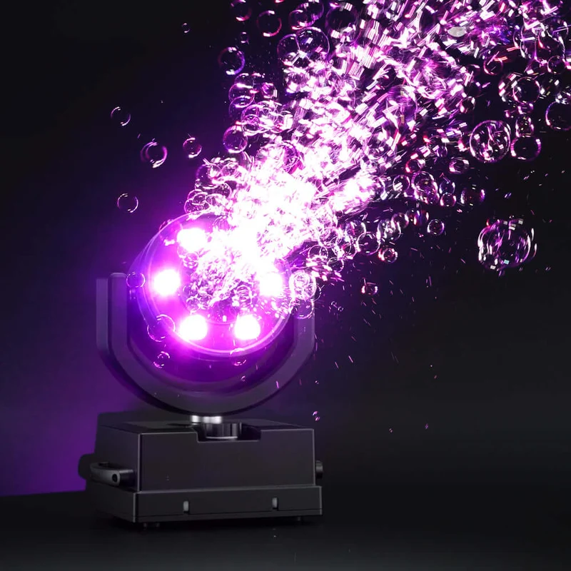 SHEHDS 100W Rechargeable Wireless Battery LED Rotating Bubble Machine with Remote Control for Wedding Live Stage
