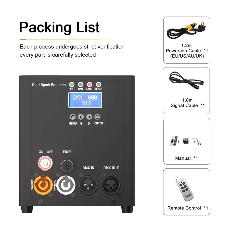 SHEHDS Mini 450W Cold Spark Fountain Machine with Remote Control DMX Spark Machine for Wedding Party