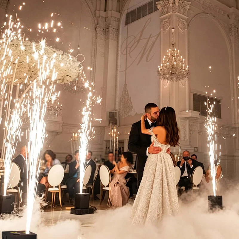 SHEHDS Mini 450W Cold Spark Fountain Machine with Remote Control DMX Spark Machine for Wedding Party