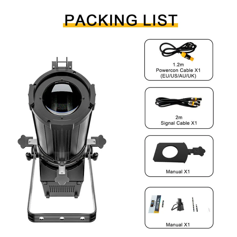 Big Sale LED Optical Zoom LEKO 350W LED RGBW/Warm+Cool White Profile Spotlight Four-leaf Manual Shutters Barrier Light