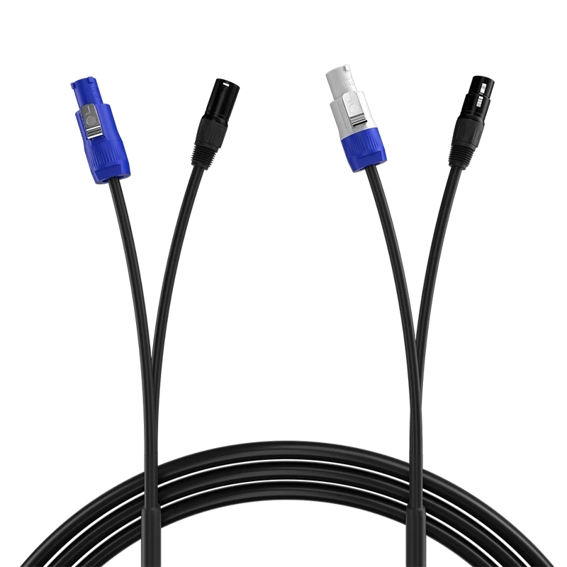 Hand in Hand Power Cables with Blue White Head and Rubber Signal Combo Cables