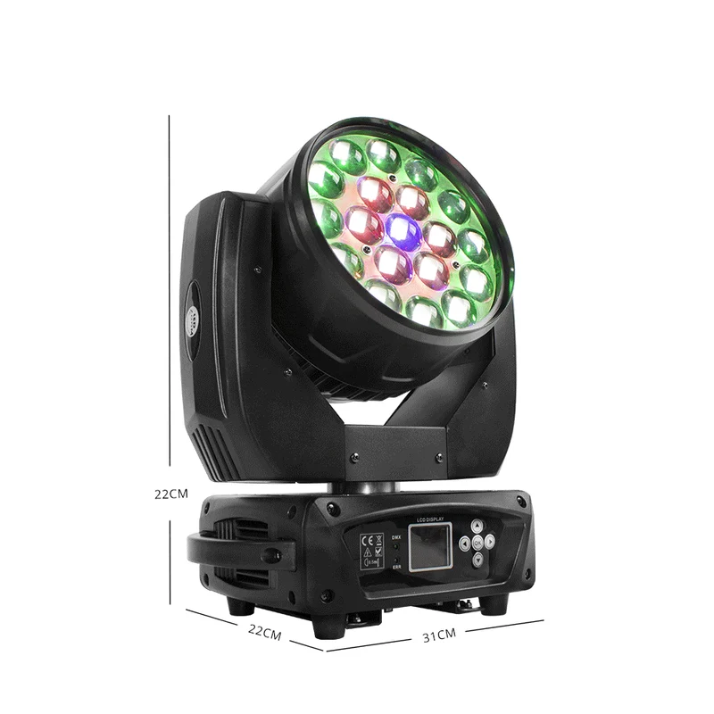 SHEHDS 19x15W LED RGBW Moving Head with Zoom & Wash Stage Lighting