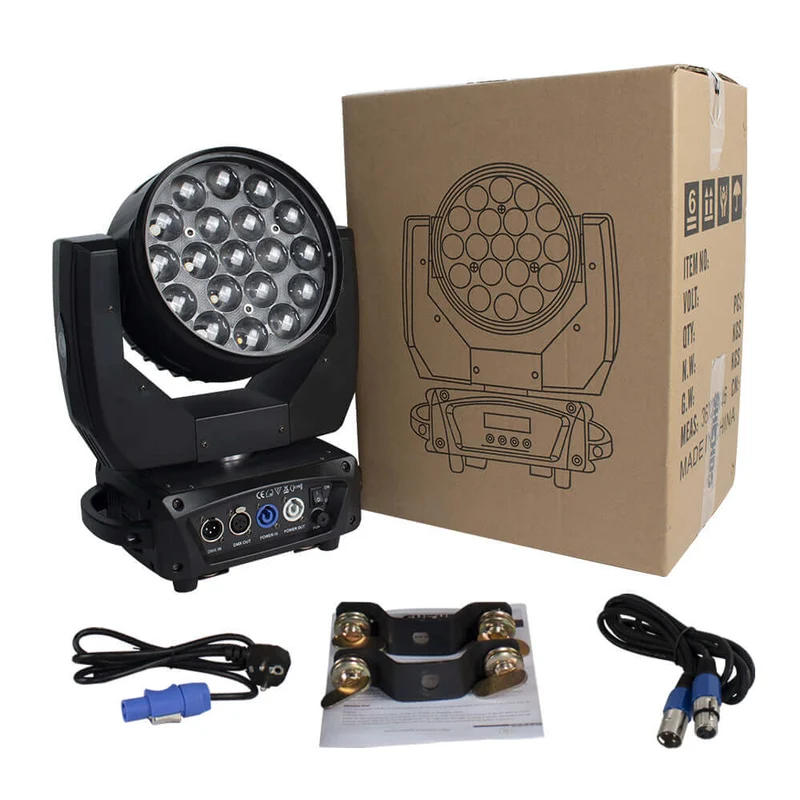 SHEHDS 19x15W LED RGBW Moving Head with Zoom & Wash Stage Lighting