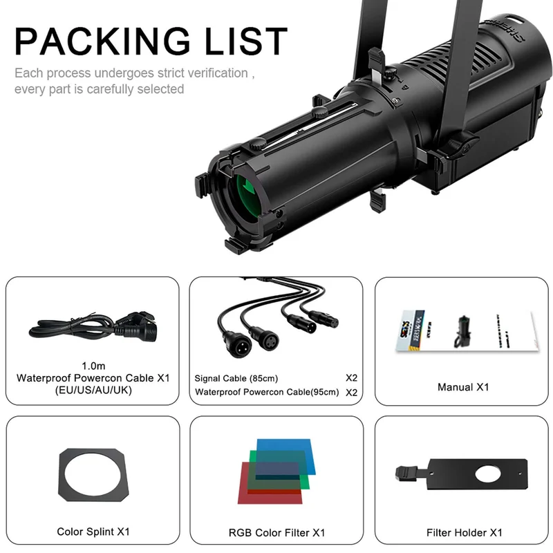 SHEHDS Mini LEKO LED 100W Optical Zoom Warm & Cool White Profile Spotlight