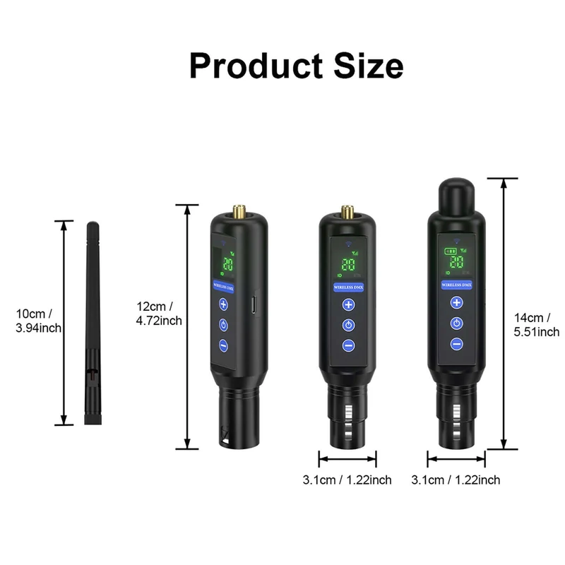 Wireless DMX 512 Transmitter & Receiver 2.4G Battery Receiver with OLED Touch For Stage Light
