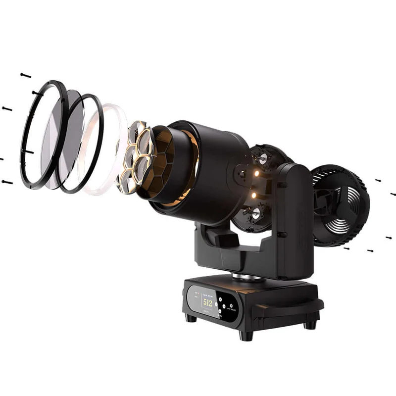 JMS WEBB Waterproof 7x40W LED Moving Head Light Beam Wash Zoom Stage Lighting
