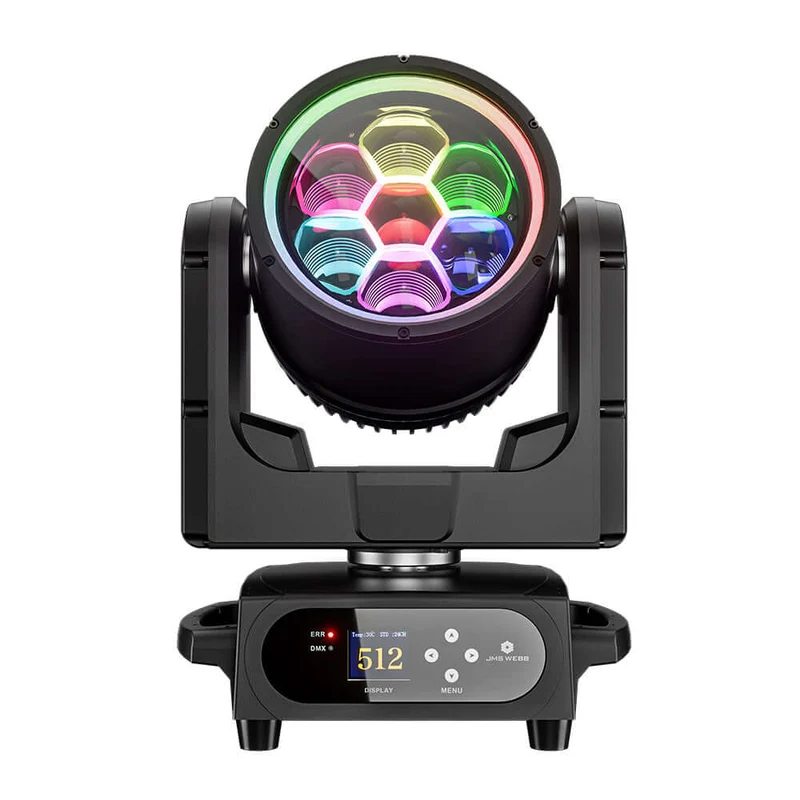JMS WEBB Waterproof 7x40W Bee Eye Moving Head Light RGBW/RGBL/RGBLAC Zoom Wash Stage Lighting