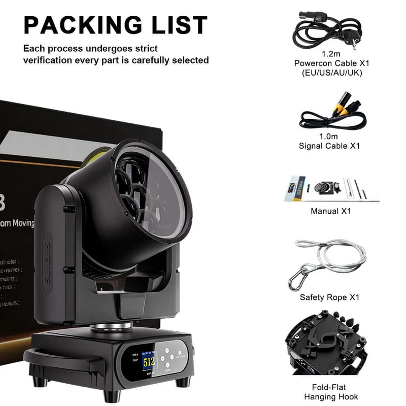 JMS WEBB Waterproof 7x40W Bee Eye Moving Head Light RGBW/RGBL/RGBLAC Zoom Wash Stage Lighting