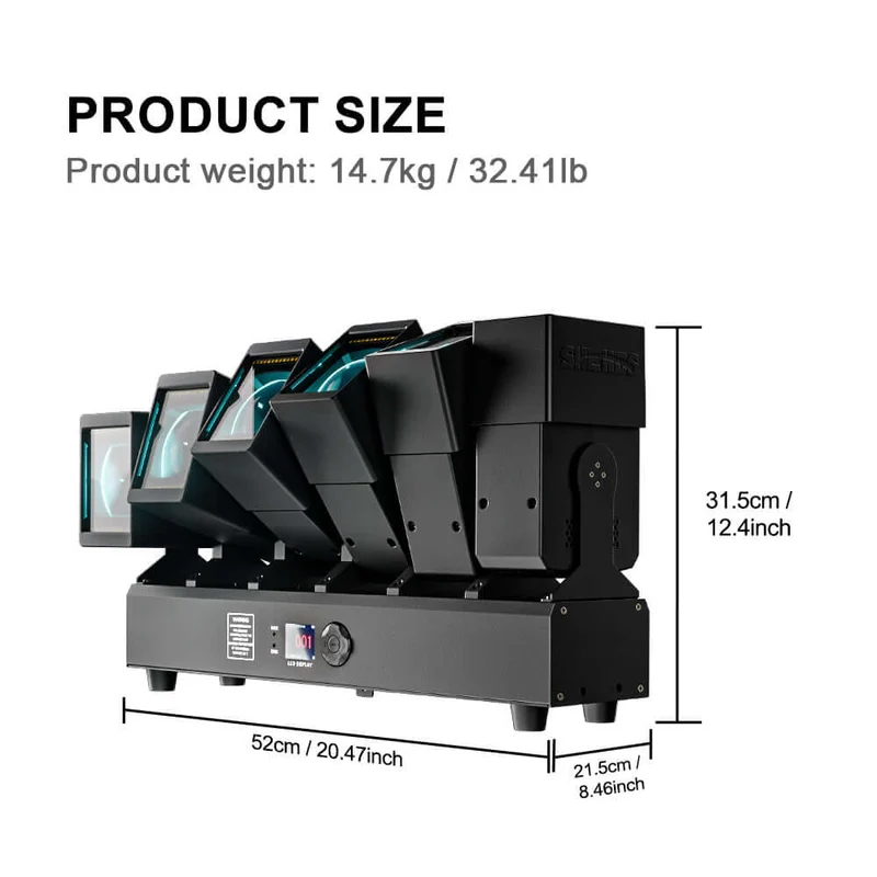 GalaxyJet LED 6x60W RGBW 6 Moving Head Light Bar Beam & Wash Stage Lighting For Wedding Bar