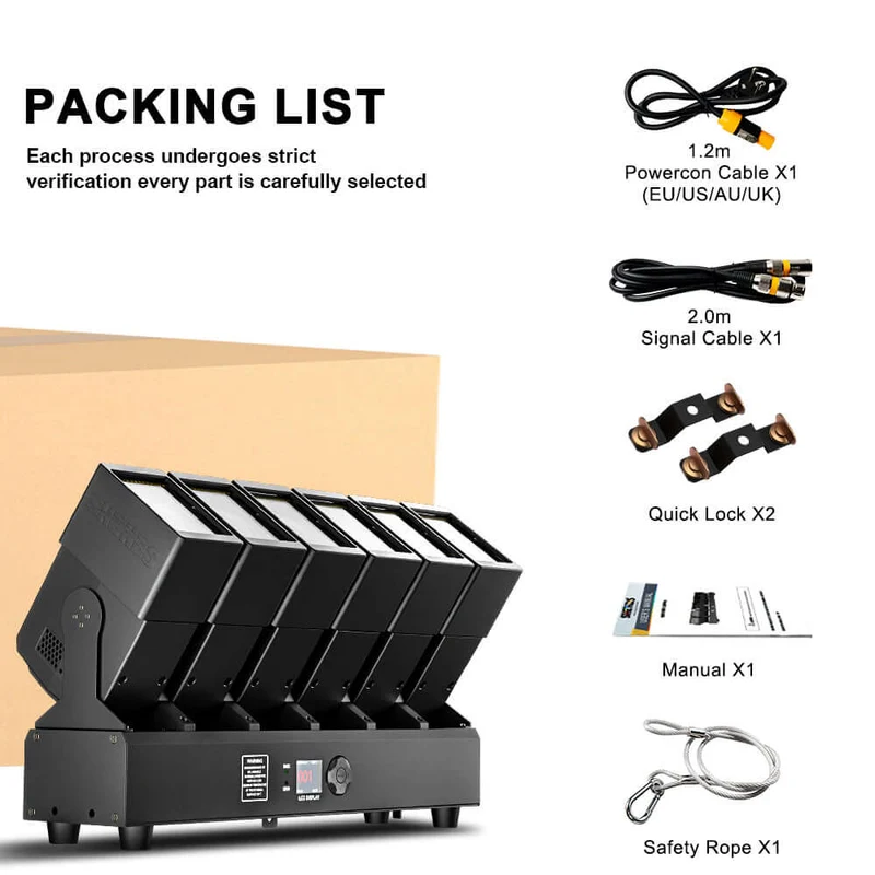 GalaxyJet LED 6x60W RGBW 6 Moving Head Light Bar Beam & Wash Stage Lighting For Wedding Bar