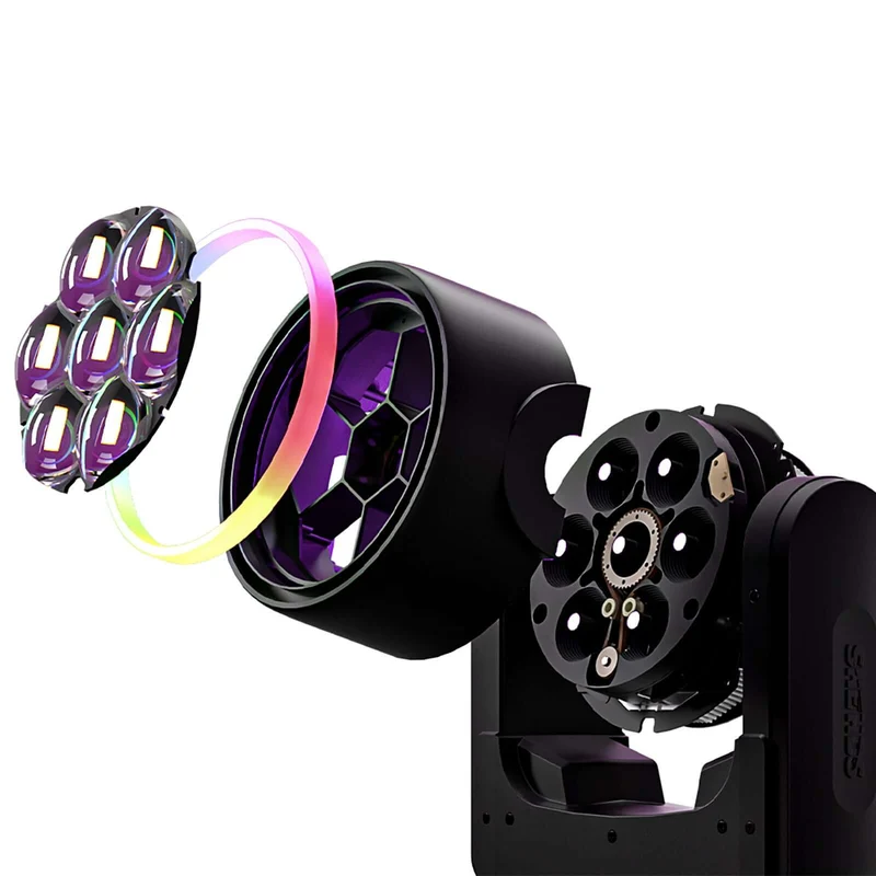SHEHDS 7x40W Bee Eye Moving Head Light with Zoom & Wash RGBW/RGBL/RGBLAC Stage Lighting