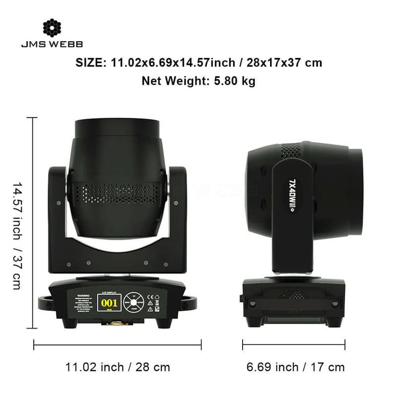 JMS WEBB LED 7x40W RGBW Wash & Zoom Moving Head Light