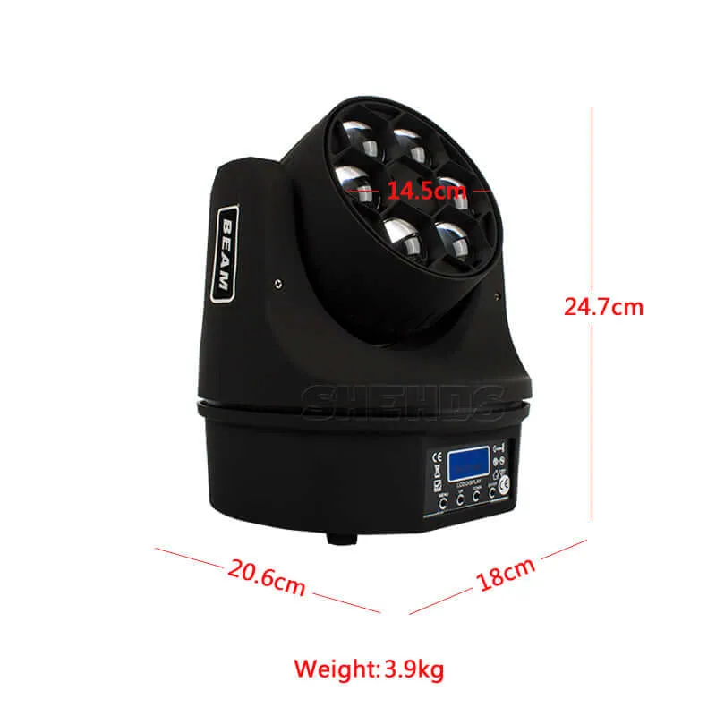 SHEHDS LED Bee Eye Beam & Wash 6x15W RGBW 4in1 Moving Head Light