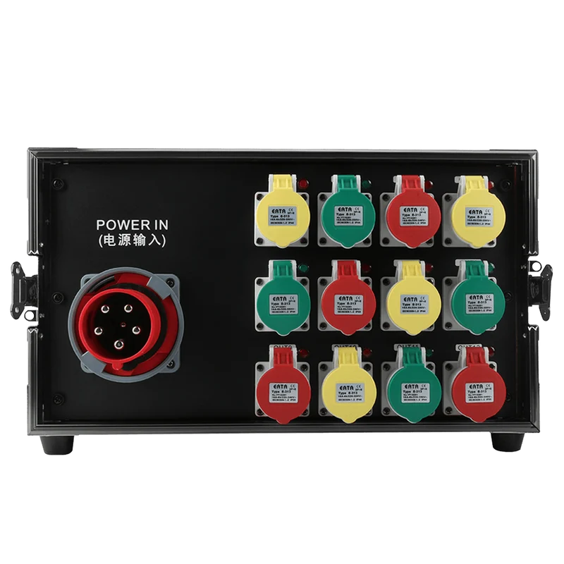 SHEHDS 7U Flight Case Power Supply Distribution Box 16A Waterproof Plug 12-Channel