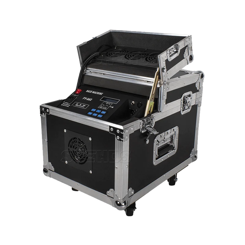 SHEHDS 660W Haze Machine with Flight Case Fogger Equipment DMX & Remote Control