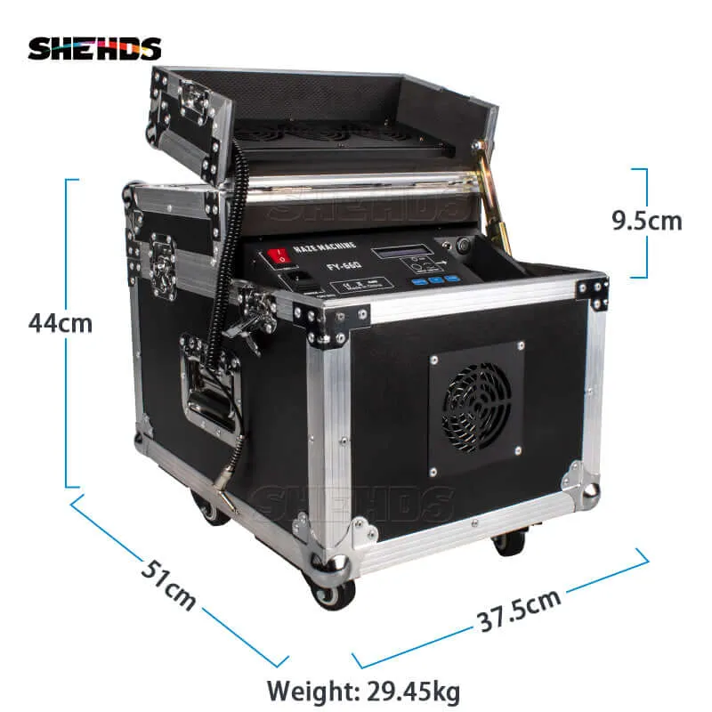 SHEHDS 660W Haze Machine with Flight Case Fogger Equipment DMX & Remote Control