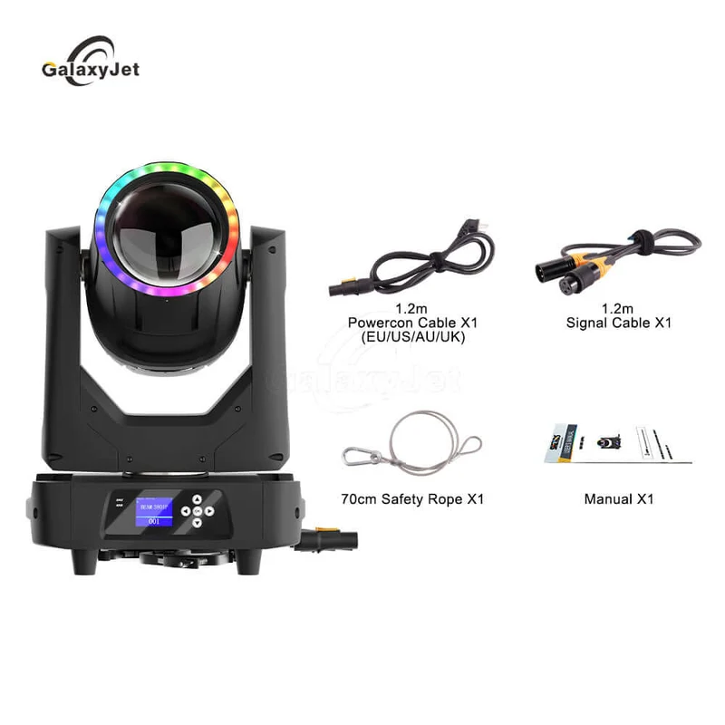 GalaxyJet IP65 Waterproof 380W 19R Beam Moving Head Light With Ring Effect