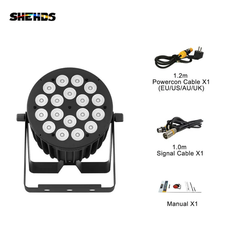 SHEHDS New Version LED 18x18W RGBWA+UV 6in1 Par Light Big Aluminum Alloy