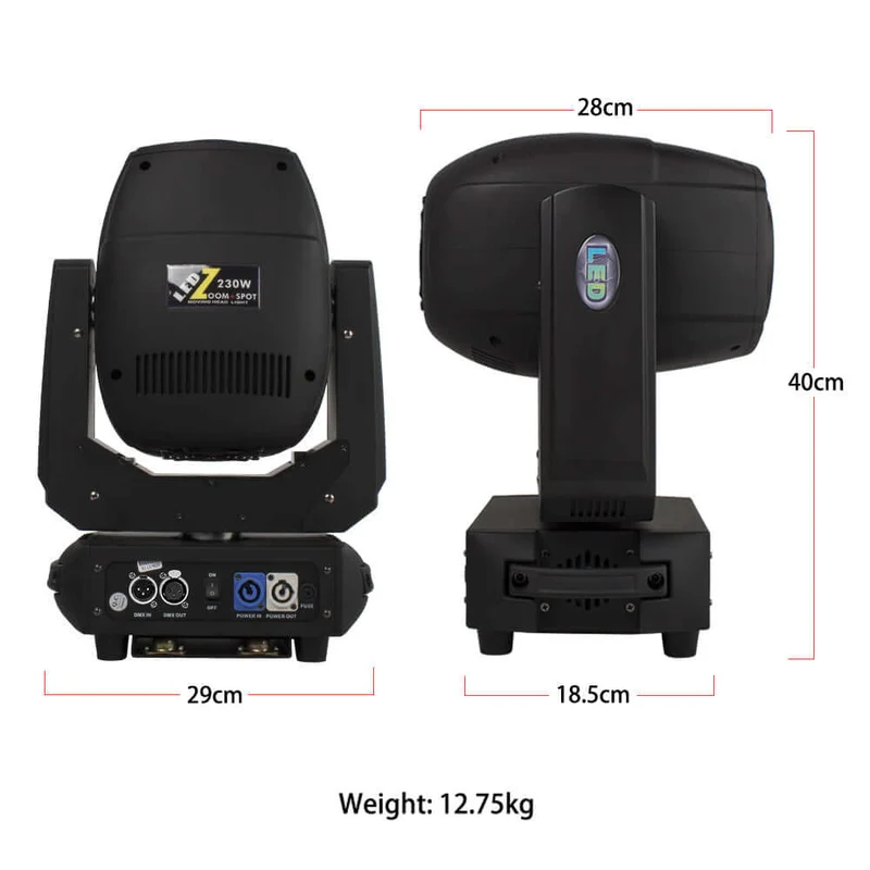 SHEHDS LED 230W Spot Zoom Moving Head Light with GOBO, Color Plate