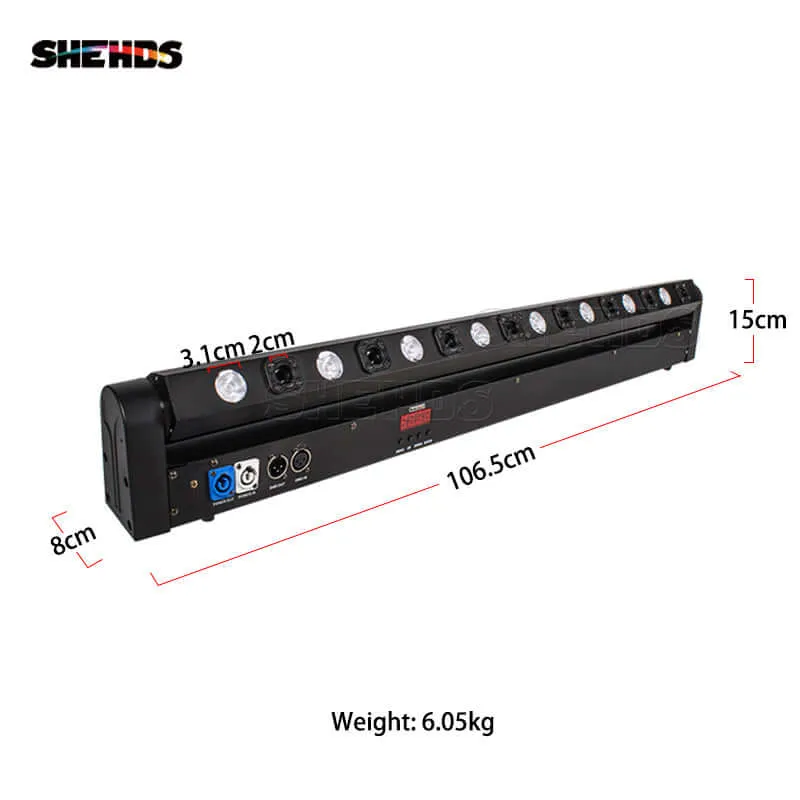 SHEHDS 8-Eye Moving Head Light, 8x500mW Red Laser With 8x9W RGB Beam