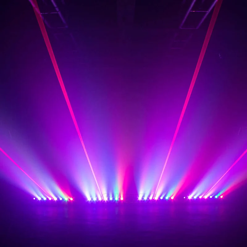 SHEHDS 8-Eye Moving Head Light, 8x500mW Red Laser With 8x9W RGB Beam