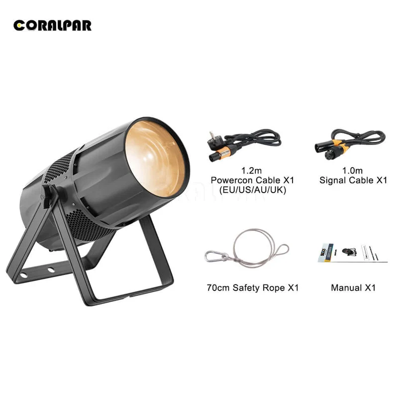 CORALPAR Waterproof Warm White LED COB 300W Zoom & Wash Par Light