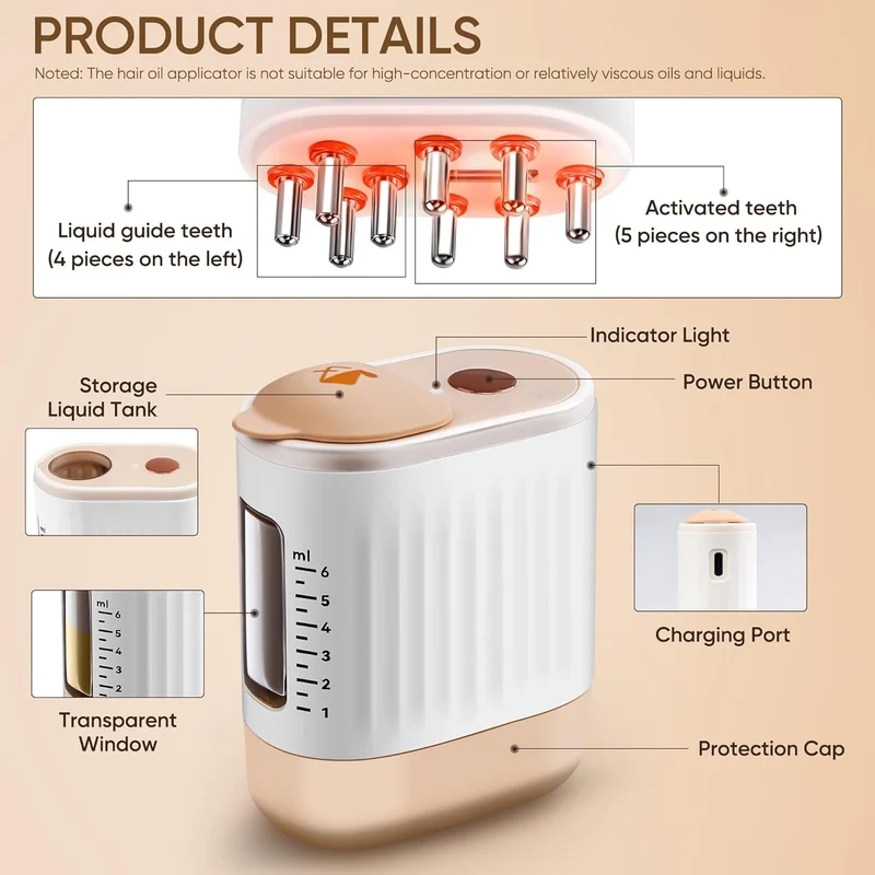Red Light Therapy 2 in 1 Electric Scalp Massager & Hair Oil Applicator | 1 Year Warranty