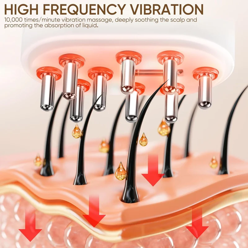 Red Light Therapy 2 in 1 Electric Scalp Massager & Hair Oil Applicator | 1 Year Warranty