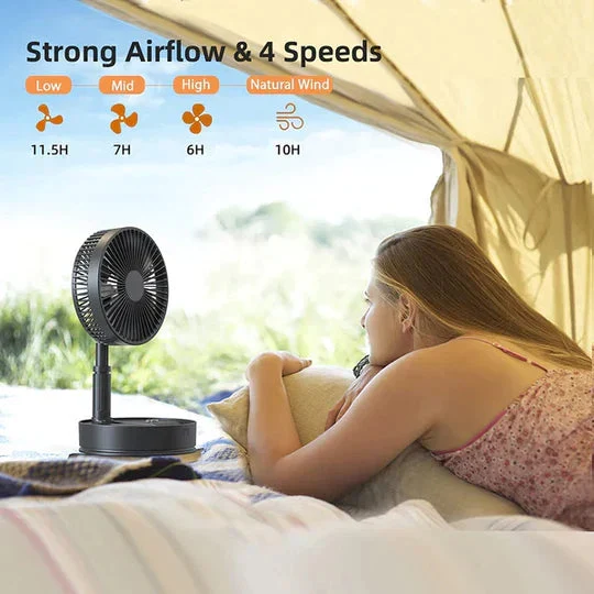 Foldable Fan - Powerful & Rechargeable by RetroGoods (Premium Quality)