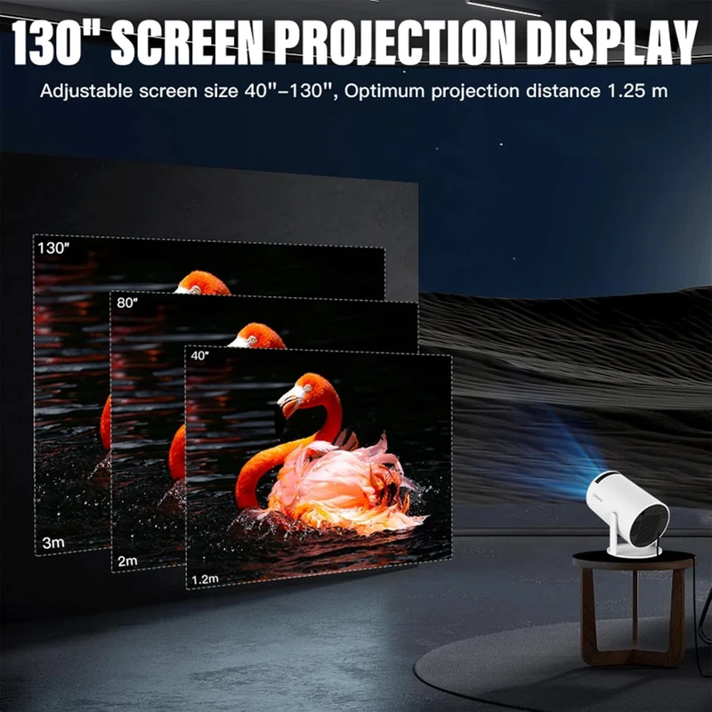 Home 4K & 1080p Support, 270° Rotatable Projector 4000L Android 11 Wi-Fi Bluetooth YouTube PrimeVideo Hotstar Netflix Apps, 720p Native, 150" Max