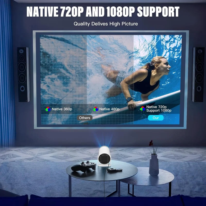Home 4K & 1080p Support, 270° Rotatable Projector 4000L Android 11 Wi-Fi Bluetooth YouTube PrimeVideo Hotstar Netflix Apps, 720p Native, 150" Max