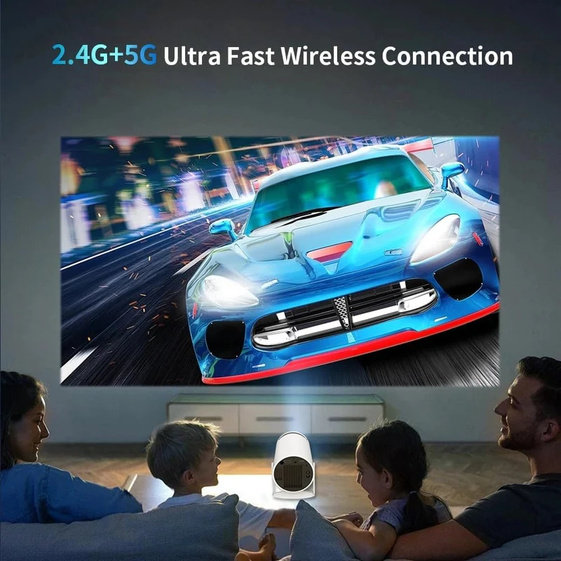 Home 4K & 1080p Support, 270° Rotatable Projector 4000L Android 11 Wi-Fi Bluetooth YouTube PrimeVideo Hotstar Netflix Apps, 720p Native, 150" Max