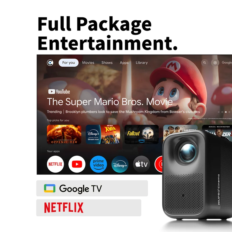 WUPRO Cinema G1 Galaxy One Smart Projector | Certified Google TV & Netflix | Native 1080P & 320 ISO Lumens