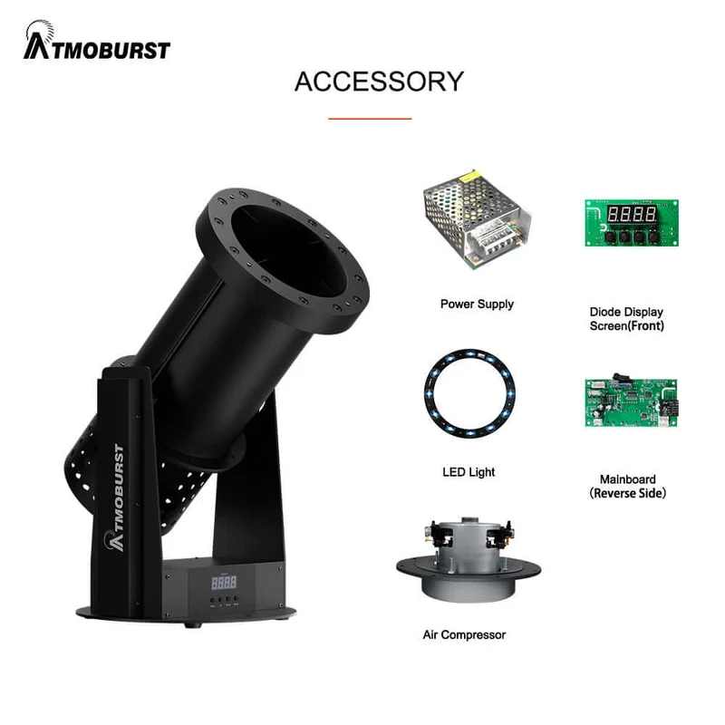 ATMOBURST 1500W Confetti Machine with LED 12x4W RGB Adjustable Angle