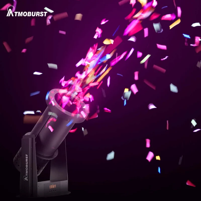 ATMOBURST 1500W Confetti Machine with LED 12x4W RGB Adjustable Angle