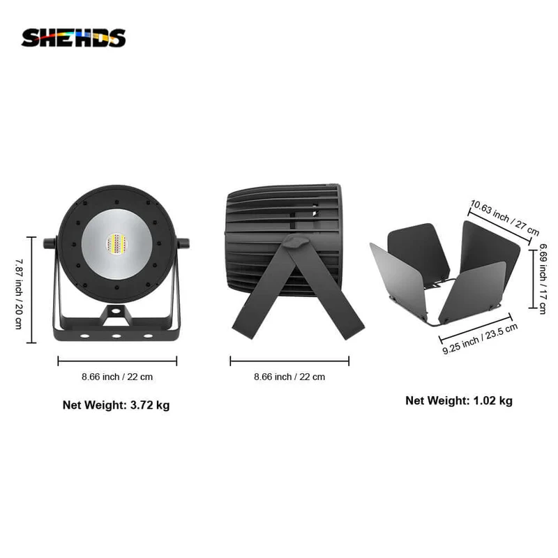 SHEHDS 200W LED 6in1 COB Light RGBWA UV Temperature & Voice Control