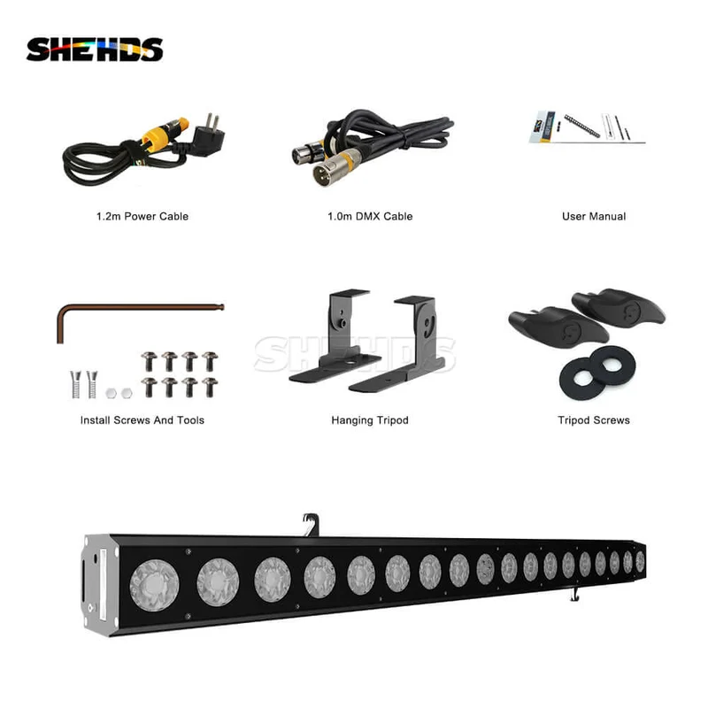 SHEHDS 18x18W RGBWA+UV Patchwork LED Wall Wash Light Recirculating Air Path For Heat Dissipation