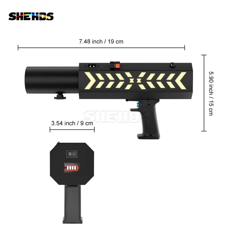 SHEHDS Rechargeable RGB Confetti Machine With High-strength Aluminum Alloy Body