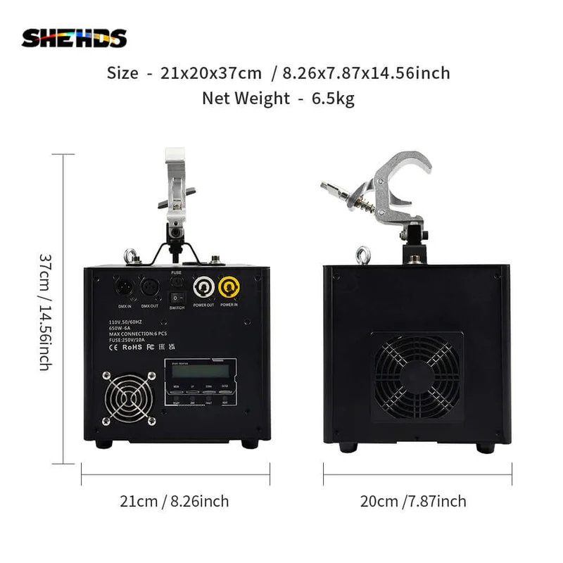 SHEHDS 650W Upside-down Cold Spark Machine with Foldable Hook
